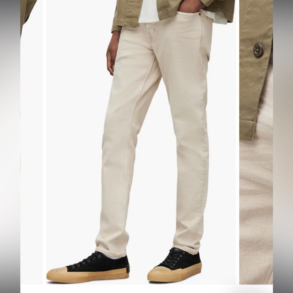 AllSaints Men’s Rex Slim Fit Jeans Vintage White